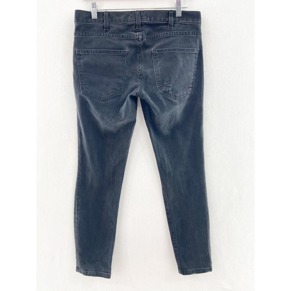 Current/Elliot Women's Cropped Skinny Jeans size 26 Night Wash Distressed - Picture 6 of 10